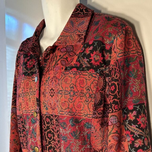 Stonebridge SZ XL Vintage patchwork tapestry jacket Cottage 80's Boho Western - Picture 4 of 10
